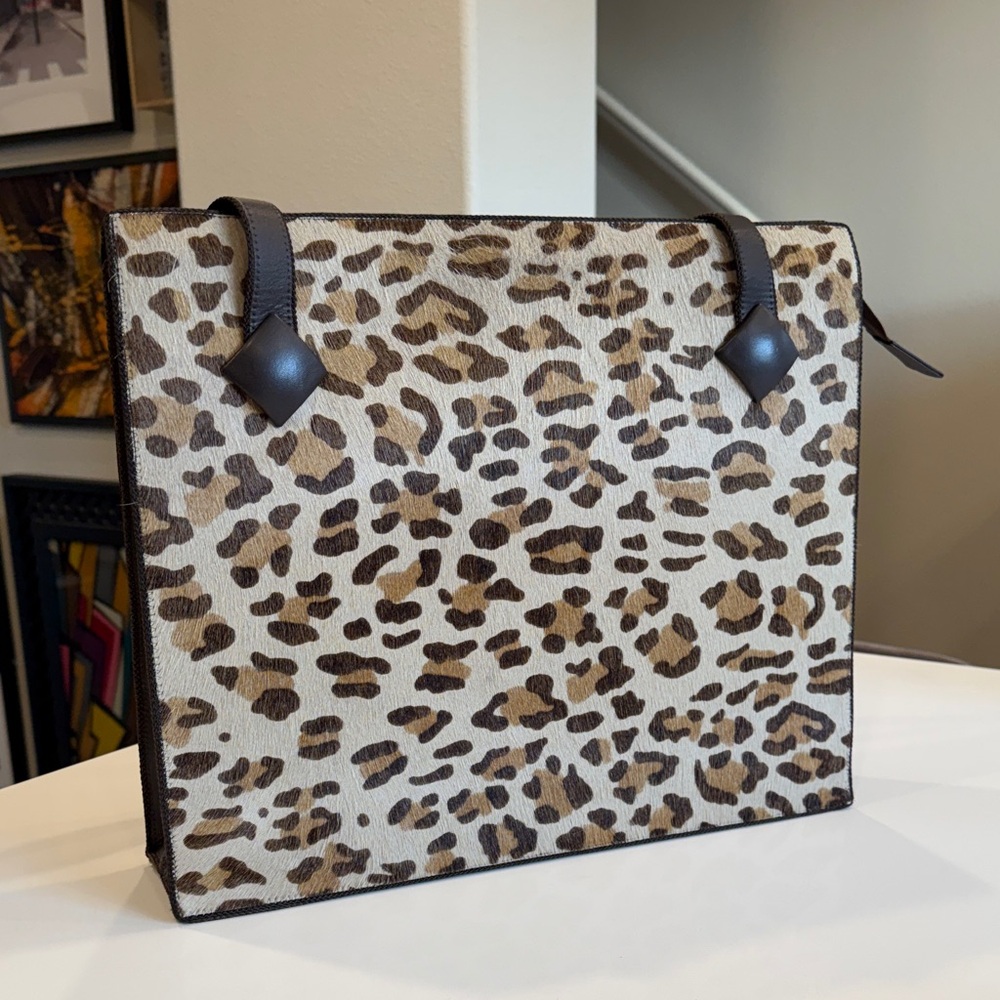 Balenciaga Leopard Tote in Brown and Tan